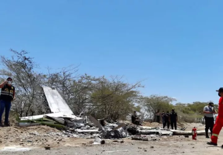Restos de la avioneta que se accidentó en la región de Ica (Perú). EFE