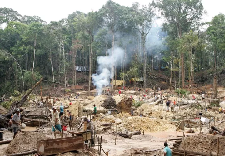Vista de un campamento de mineros conocido como &quot;Garimpo da Fofoca&quot; en el realizan una búsqueda de oro, en una fotografía de archivo. EFE