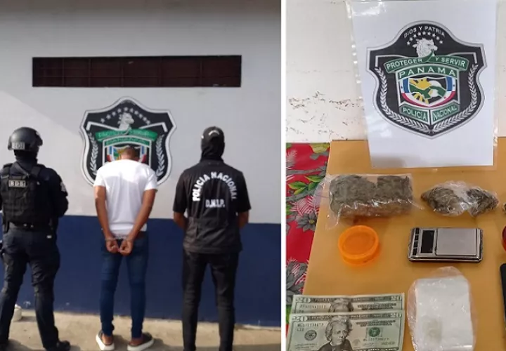 En la diligencia se decomisó presunta sustancia ilícita, dinero en efectivo, una pesa digital, 1 trituradora y material para su embalaje.