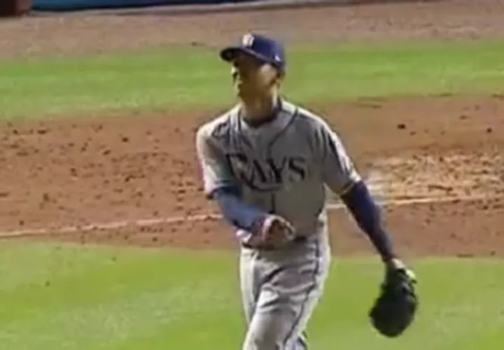 Javier Guerra, lanzador panameño de los Rays de Tampa Bay.