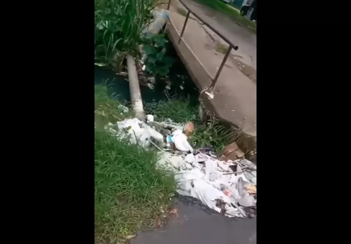 El puente está en mal estado y lleno de basura.