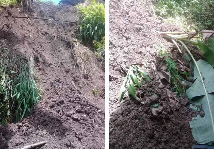 La tierra de un terreno alto fue a dar al patio de la residencia que se ubica más abajo,