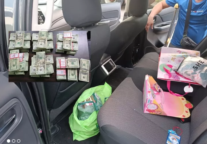 El dinero estaba en una bolsa plástica, en el asiento trasero de un vehículo.
