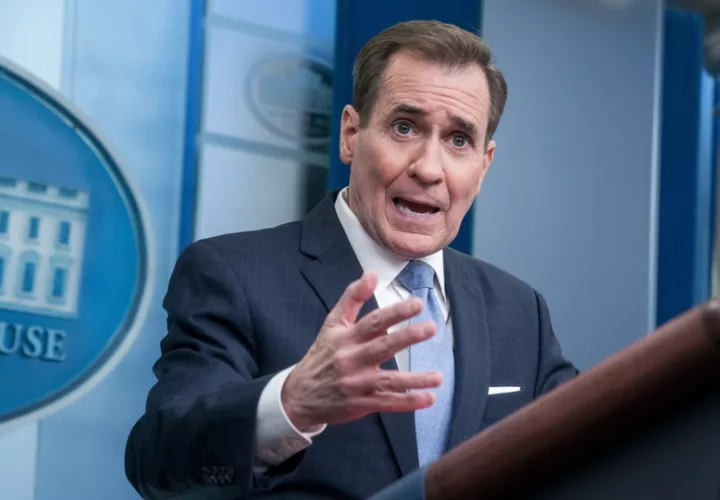 John Kirby, uno de los portavoces de la Casa Blanca, durante una rueda de prensa, en Washington DC (EE.UU.). EFE