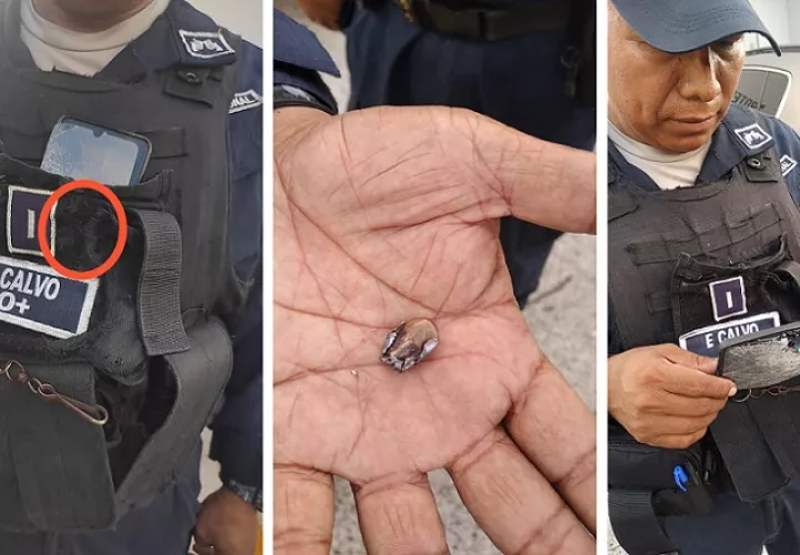 El chaleco antibala detuvo el proyectil.