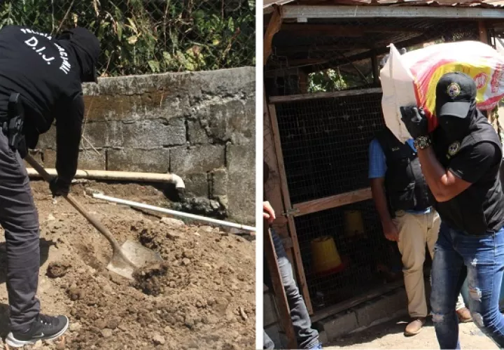 Los paquetes estaban dentro de un saco enterrado en el patio de una casa.