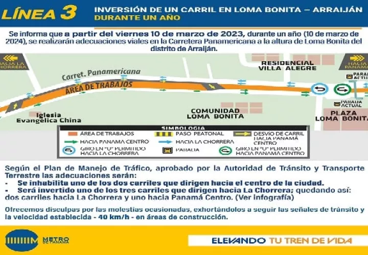 Mapa que establece los desvíos por el área de trabajo.
