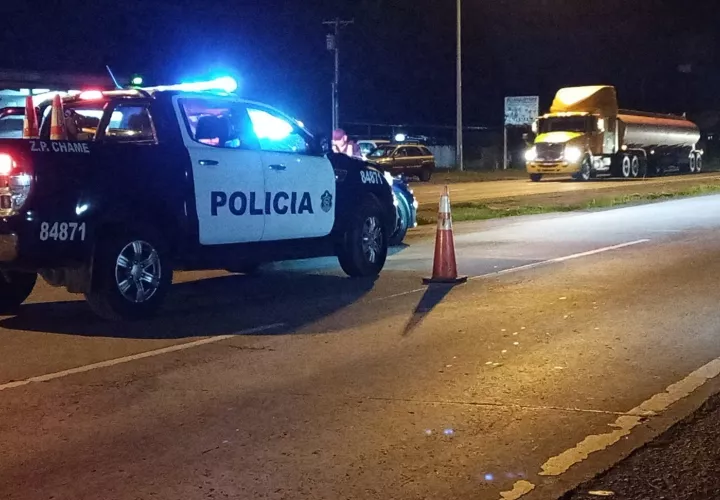 Escena del fatal accidente de tránsito.
