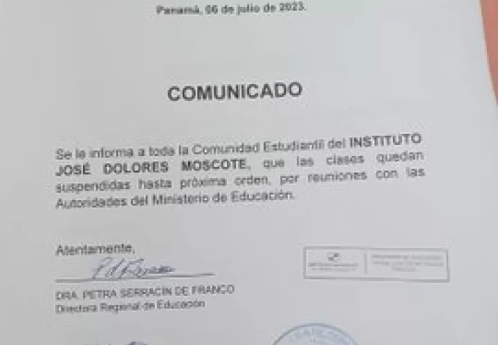 Circular anunciado suspensión de clases en IJDM.