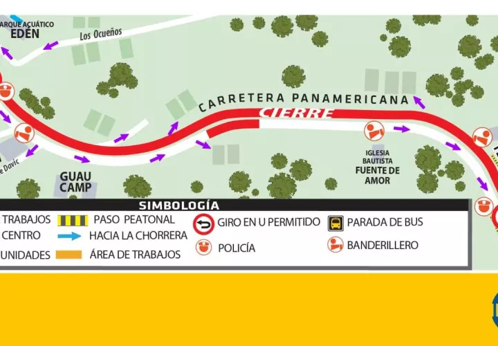Plan de tráfico vial por cierre de carriles.