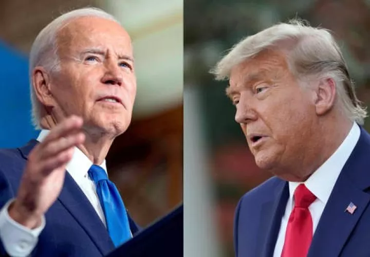 Composición de dos fotografías de archivo donde aparece el presidente de EE.UU., Joe Biden (i), y el exmandatario Donald J Trump (d). EFE