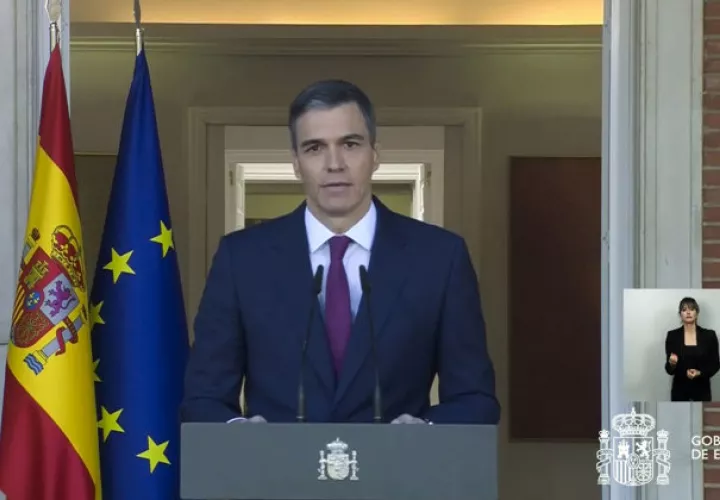 Captura de vídeo de la comparecencia del presidente del Gobierno español, Pedro Sánchez. EFE