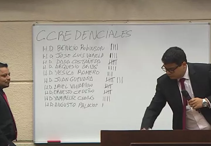 Momento de la votación por la Comisión de Credenciales.