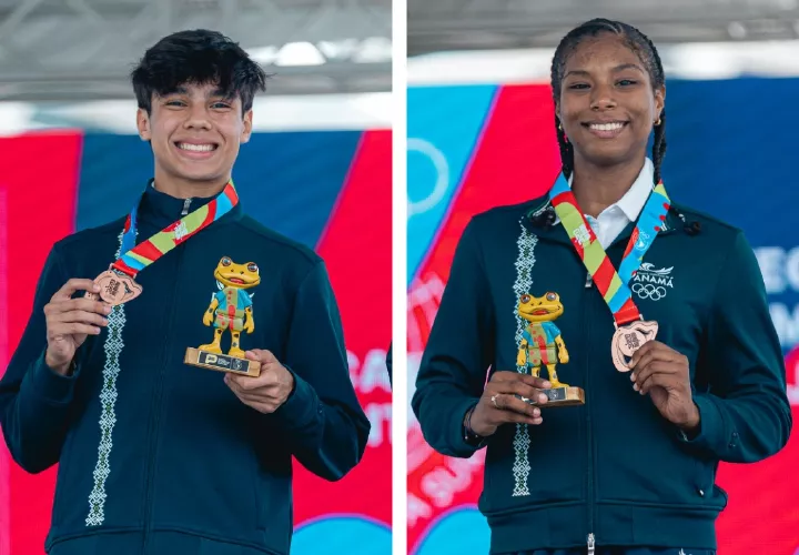 Los taekwondistas panameños Sebastián Lasso (izq.) y Amira Grira, ganaron medalla de bronce en sus respectivas ramas de la modalidad Kyorugui en la categoría de los -63 kilogramos. 
