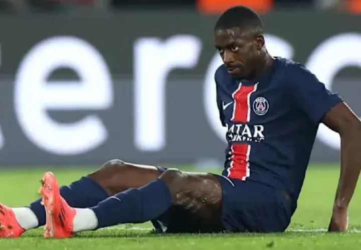 Ousmane Dembélé cuando se lesionó.