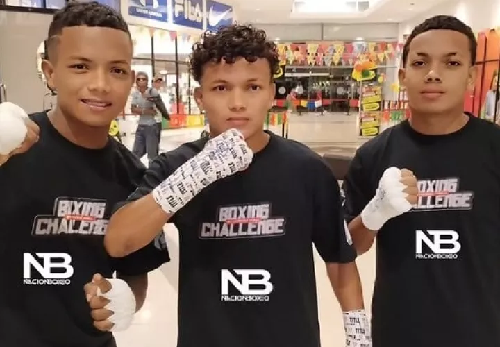 Los hermanos Luis (izq.), Edwin (c) y Yair Quintero trasladaron sus entrenamientos a Panamá. Foto: Nación Boxeo