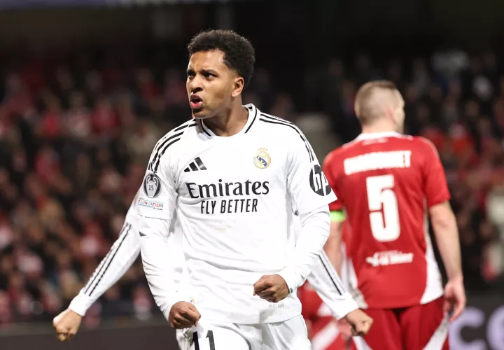 Rodrygo Goes, autor de un doblete en la victoria del Real Madrid 0-3 ante el Brest. /Foto: EFE