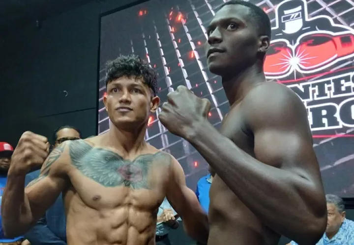 El colombiano Darvin Galeano (izq.) y el dominicano Heidan Martínez disputarán el título latino silver superligero del CMB. Foto: Joel González