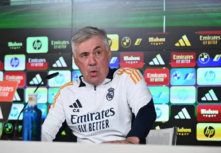 El entrenador del Real Madrid, Carlo Ancelotti durante la rueda de prensa. /Foto: EFE