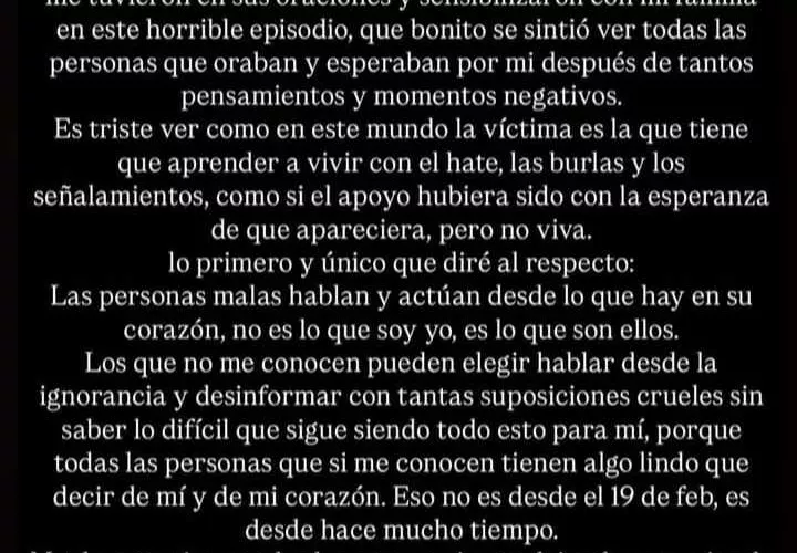 Mensaje de Dayra Caicedo.