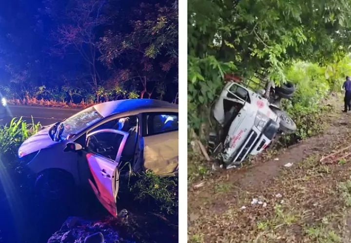 NIngunio de los dos choques dejó víctimas fatales.  Fotocomposición: Bomberos y redes sociales