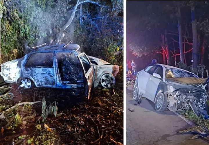 Vista de cómo quedaron los vehículos involucrados en el accidente.  /  Foto: BCBRP