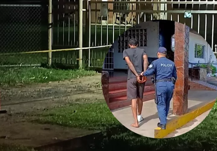 El detenido fue puesto a órdenes de las autoridades y fue visto con un pie vendado, presuntamente tras lesionarse al intentar huir.  /  Fotocomposición: Thays Domínguez