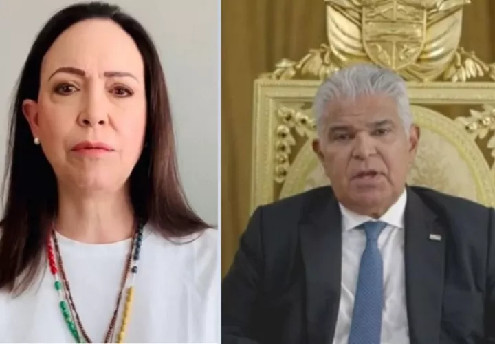 María Corina Machado y el presidente Mulino.