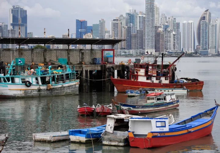 Pescadores que trabajan en el muelle pesquero multipropósito en ciudad de Panamá. Foto: EFE