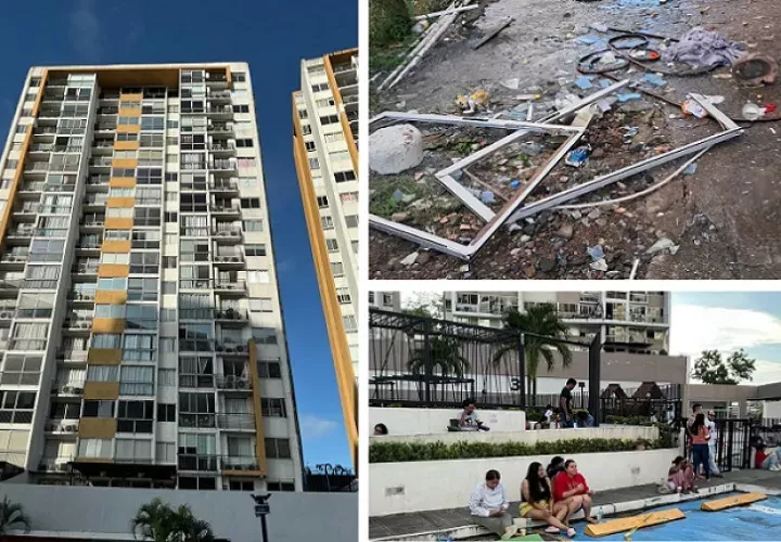 Escena de la explosión en torre 1 del edificio.