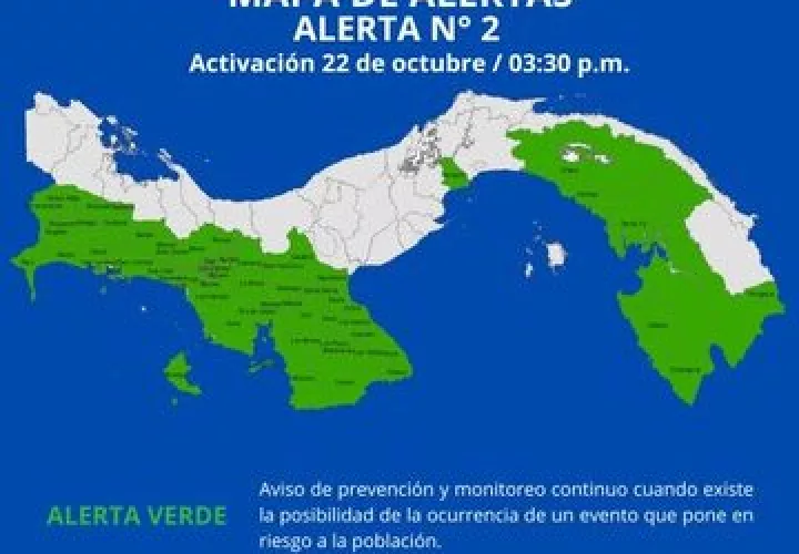 Mapa con la alerta Verde.