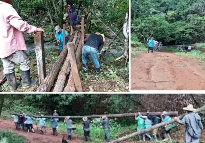 Residentes de la comunidad construyeron un paso peatonal artesanal.  /  Fotos: RetenChiriqui