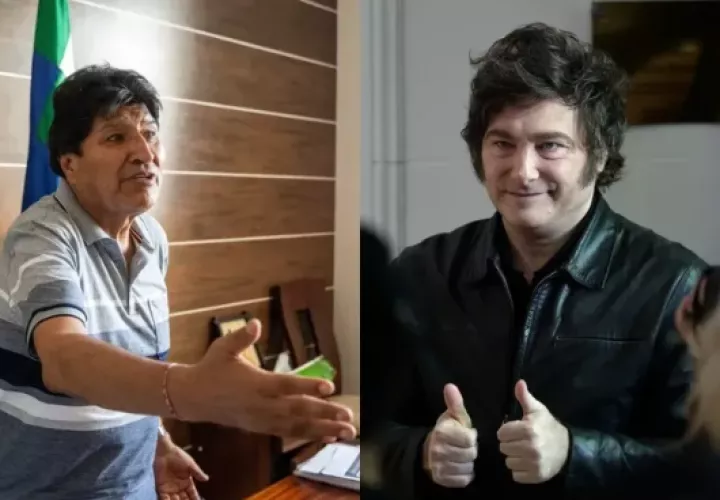 Evo Morales (Izquierda) y Javier Milei (derecha). Foto: EFE