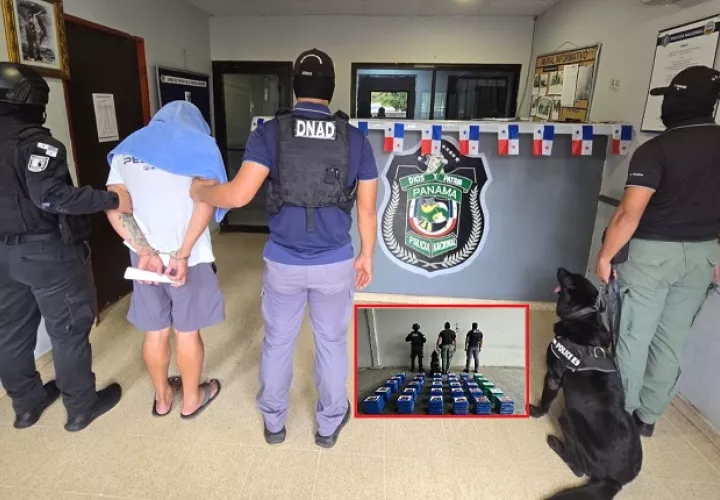 La droga estaba oculta en un compartimiento adaptado en una de las pardes del contenedor del camión.  Fotocomposición: PN