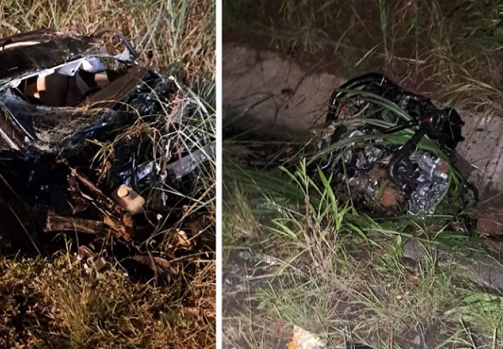 El vehículo terminó destruido.  /  Fotocomposicón: TraficoCPanama