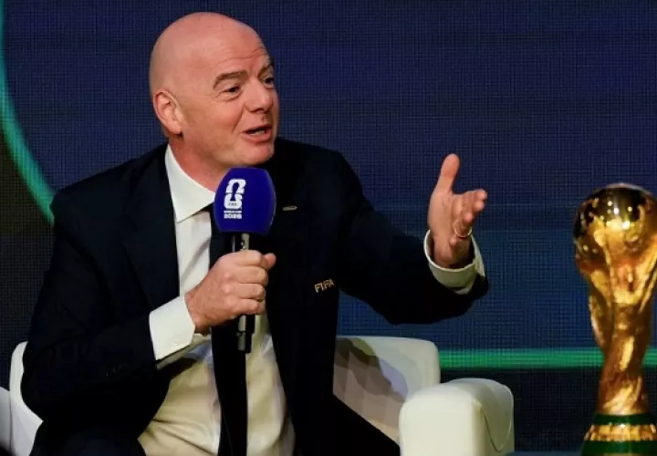 Gianni Infantino, presidente de la FIFA, durante la revelación del calendario para el Mundial. Foto: EFE