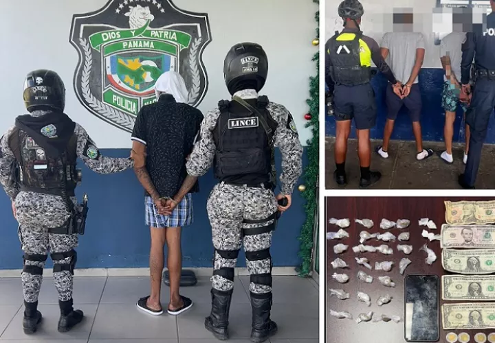 Los soséchosos y las evidencias quedaron a órdenes del Ministerio Público.  Fotocomposición.  /  Diómedes Sánchez