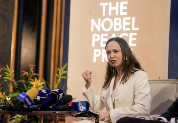 La líder opositora y premio nobel de la Paz 2025, María Corina Machado. Foto: EFE
