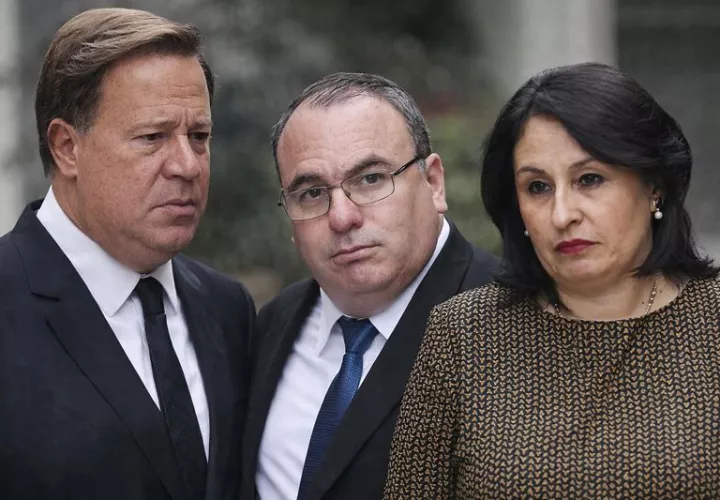 El expresidente Juan Carlos Varela Rodríguez, el exdirector del Consejo de Seguridad, Rolando López Pérez y la exprocuradora Kenia Isolda Porcell.