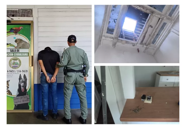 El sujeto sacó los alambres de cobre de las instalaciones eléctricas del inmueble.  /  Fotcomposición: PN