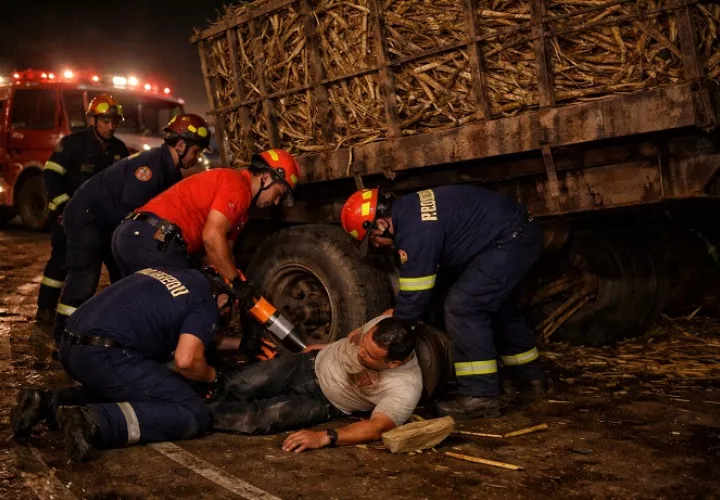 Al sitio acudieron equipos de rescate del Benemérito Cuerpo de Bomberos.   /  Imagen ilustrativa generada con IA: Eric MOntenegro