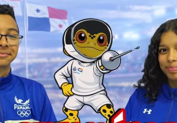 Néstor Abdiel Sánchez (izq.) y Ericka Lorena González. Foto: @esgrimadepanama