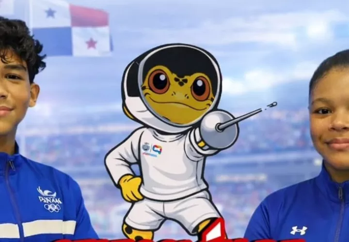 Erick Sanjur Gómez (izq.) y Nayarit Allen Romero. Foto: @esgrimadepanama