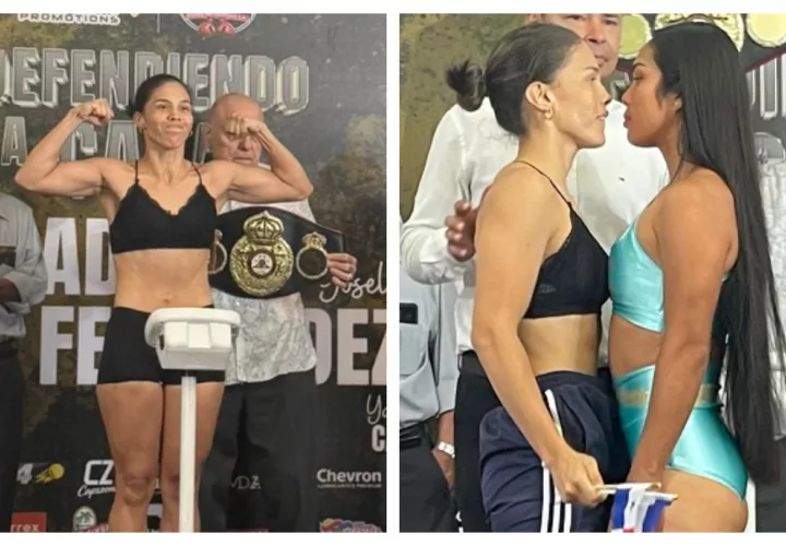 Nataly Delgado no tuvo dificultades en la ceremonia de pesaje oficial del encuentro. Foto: Cortesía