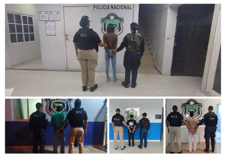 Los cuatro sospechosos quedaron a órdenes de la Fiscalía Metropolitana.  /  Fotos: PN