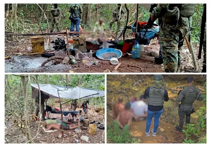 Además de los aprehendidos, también se logró el decomiso de diversos implementos utilizados para la extracción ilegal de minerales.  /  Fotos: Senafront