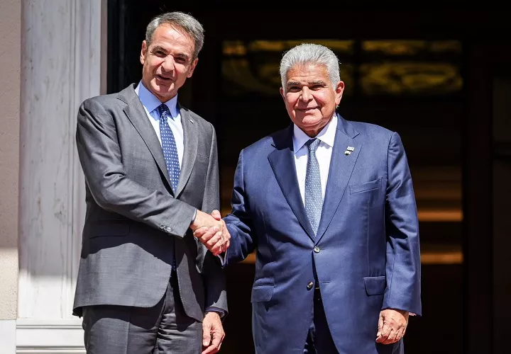 El presidente José Raúl Mulino y el primer ministro de Grecia, Kyriakos Mitsotaki.