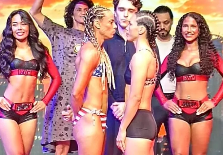 Nataly Delgado (der.) posa junto a su rival, la estadounidense Jasmine Artiga. Foto: Cortesía