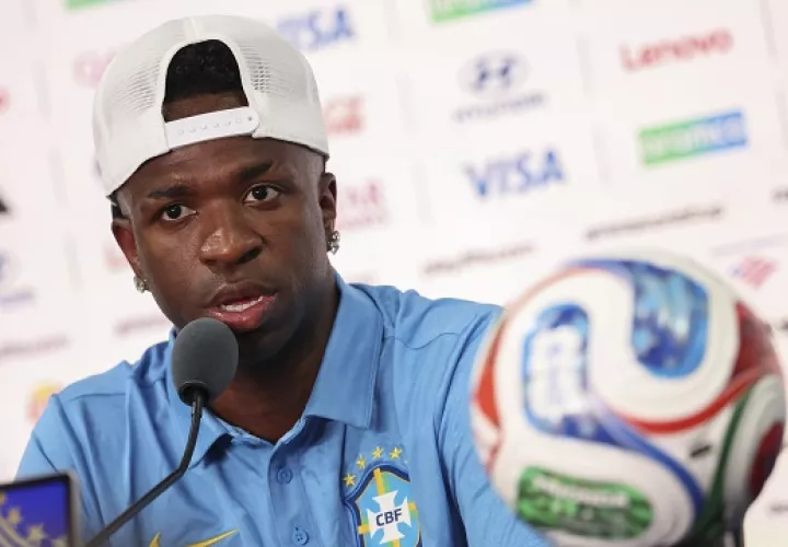 Vinícius Jr. en la conferencia de prensa previa al partido de este sábado ante Marruecos. Foto: EFE