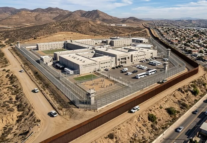 El Gobierno estadounidense adquirió el Centro de Detención de Otay Mesa, ubicado en la frontera de California y México. Foto/IA